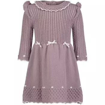 Платье-свитер с отделкой крючком Blueberi Boulevard для маленьких девочек, цвет Dusty Lilac