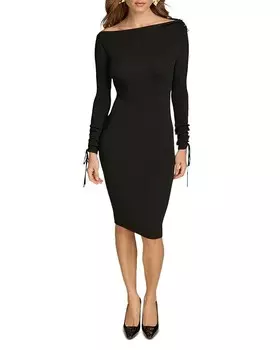 Платье-свитер с открытыми плечами Donna Karan, черный