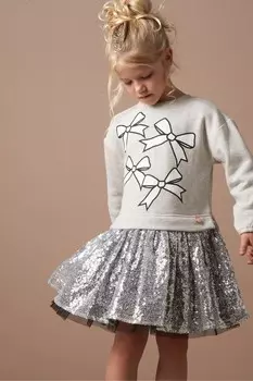 Платье свитер с пайетками Ella Angel & Rocket, серебряный