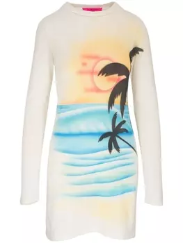 Платье-свитер с принтом The Elder Statesman, бежевый