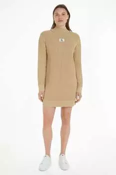 Платье-Свитер с тканой этикеткой Calvin Klein Jeans, бежевый