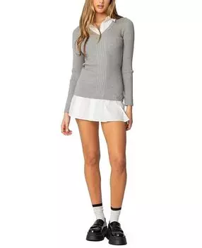 Платье-свитер с воротником «два в одном» Edikted, серый