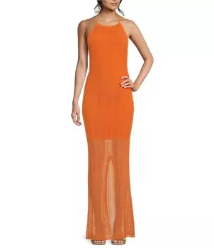 Платье-свитер с вырезом через шею Guess Sophie, оранжевый