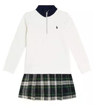 Платье-свитер в клетку из смесового хлопка Polo Ralph Lauren, белый