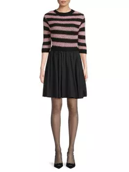 Платье-свитер в полоску с расклешенным силуэтом Redvalentino, цвет Rose Nero