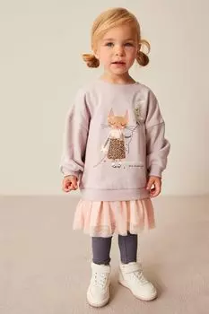 Платье-Свитшот 2 в 1 с пайетками (от 3 месяцев до 7 лет) Next, бежевый