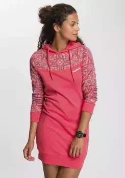 Платье-свитшот KangaROOS с красивым принтом на рукавах и в области груди, красный