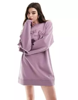 Платье-свитшот Louvre Paris мини в выстиранном сиреневом цвете ASOS DESIGN