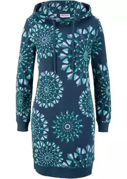 Платье-свитшот с длинными рукавами и принтом John Baner Jeanswear, синий