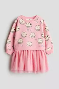 Платье-Свитшот с принтом и юбкой из тюля H&M, мультиколор