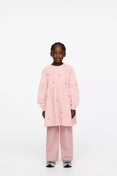 Платье свитшот с вышивкой Arket, розовый