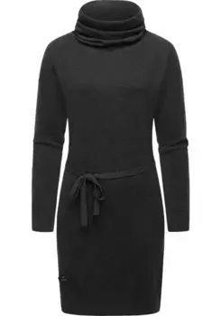 Платье-свитшот в стиле рэгвир "Babett Dress Intl.", теплое зимнее платье с широкой водолазкой Ragwear, серый