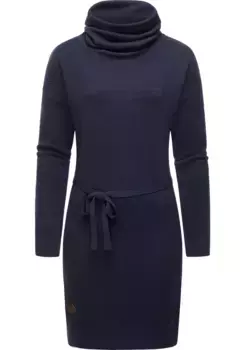 Платье-свитшот в стиле рэгвир "Babett Dress Intl.", теплое зимнее платье с широкой водолазкой Ragwear, цвет морской волны