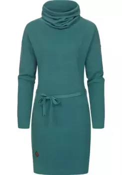 Платье-свитшот в стиле рэгвир "Babett Dress Intl.", теплое зимнее платье с широкой водолазкой Ragwear, зеленый
