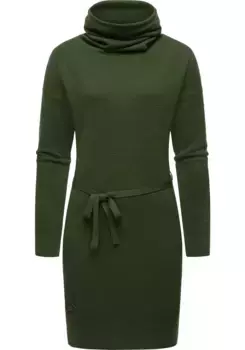 Платье-свитшот в стиле рэгвир "Babett Dress Intl.", теплое зимнее платье с широкой водолазкой Ragwear, зеленый