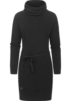 Платье-свитшот в стиле рэгвир "Babett Dress Intl.", теплое зимнее платье с широкой водолазкой Ragwear, черный