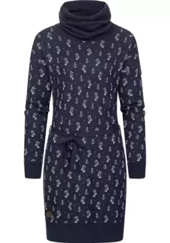 Платье-свитшот в стиле рэгвир "Babett Dress Marina", игривое зимнее платье с водолазкой и узором Ragwear, цвет морской волны