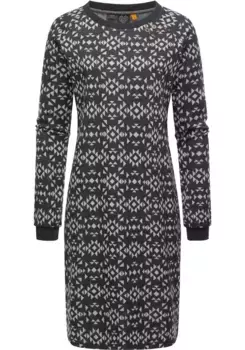 Платье-свитшот в стиле рэгвир "Дасса Ацтек", стильное платье с длинными рукавами на зиму Ragwear, серый