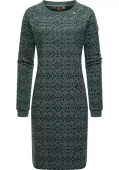 Платье-свитшот в стиле рэгвир "Дасса Ацтек", стильное платье с длинными рукавами на зиму Ragwear, зеленый
