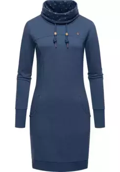 Платье-свитшот в стиле рэгвир "Дитик", стильное платье с длинными рукавами и практичными карманами Ragwear, цвет морской волны