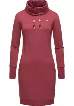 Платье-свитшот в стиле рэгвир "Дитик", стильное платье с длинными рукавами и практичными карманами Ragwear, малиновый