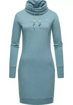 Платье-свитшот в стиле рэгвир "Дитик", стильное платье с длинными рукавами и практичными карманами Ragwear, голубой