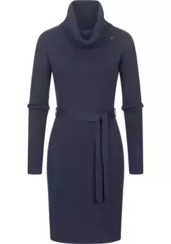 Платье-свитшот в стиле рэгвир "Мийя", теплое зимнее платье с широкой водолазкой Ragwear, цвет морской волны