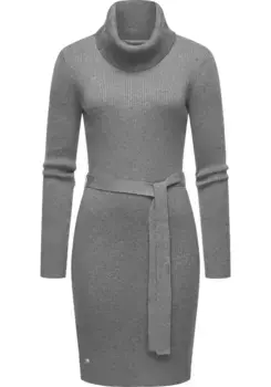 Платье-свитшот в стиле рэгвир "Мийя", теплое зимнее платье с широкой водолазкой Ragwear, серый