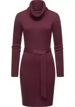 Платье-свитшот в стиле рэгвир "Мийя", теплое зимнее платье с широкой водолазкой Ragwear, красный