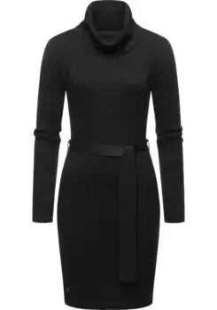 Платье-свитшот в стиле рэгвир "Мийя", теплое зимнее платье с широкой водолазкой Ragwear, черный