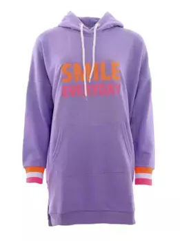 Платье-свитшот Zwillingsherz, с капюшоном, вышивкой спереди, карманом и неоновым принтом, фиолетовый