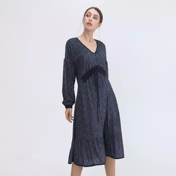 Платье свободного кроя из бархата и принта свободы Smart And Joy, синий