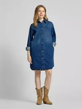 Платье свободного кроя из хлопковой смеси с контрастными швами Marc O'Polo, светло-голубой