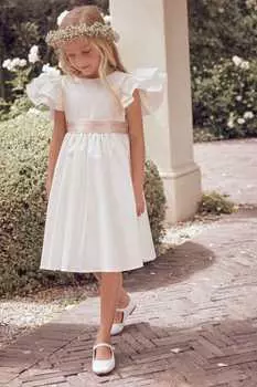 Платье Sylvie из тафты с рюшами Angel & Rocket, белый