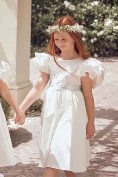 Платье Sylvie из тафты с рюшами Angel & Rocket, белый