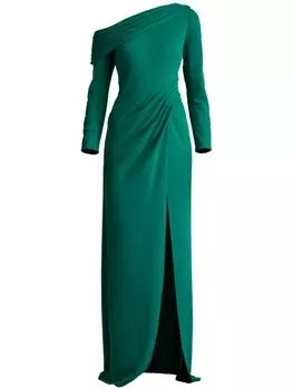 Платье Tadashi Shoji с открытыми плечами и драпировкой, зеленый