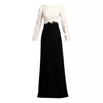 Платье Tadashi Shoji Two-Tone A-Line Lace Crepe Gown, черный/белый