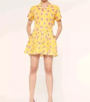 Платье Талия с принтом «Бегония» желтого цвета De Loreta