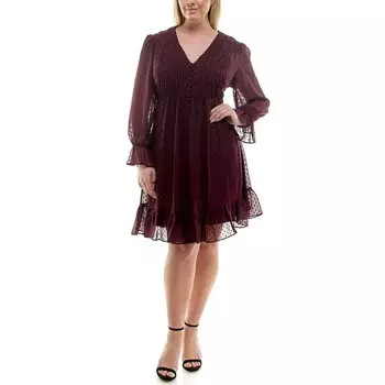 Платье Taylor больших размеров с присборенной талией и оборками, цвет Port Wine