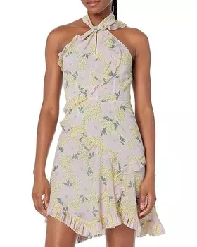 Платье Ted Baker Suttonn Twist Neck Frill Detail Mini, цвет Light Yellow