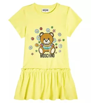 Платье Teddy Bear из смесового хлопка Moschino, желтый