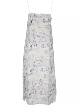 Платье Th Sicily с графичным принтом KHAITE, синий