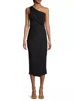 Платье The Fashion Poet миди на одно плечо, черный