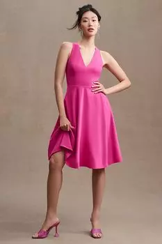 Платье The Population миди без рукавов с V-образным вырезом, розовый