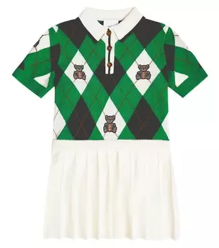 Платье Thomas Bear из шерсти и кашемира Burberry, зеленый