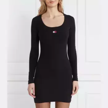 Платье Tjw в рубчик с логотипом Tommy Hilfiger, черный