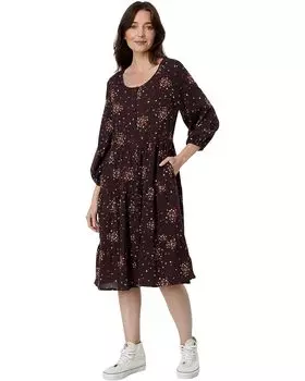 Платье Toad&Co Manzana Tiered Long Sleeve, цвет Carob Floral Print
