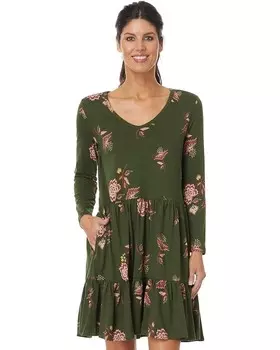 Платье Toad&Co Marley Tiered Long Sleeve Dress, цвет Epidote LG Scale Print
