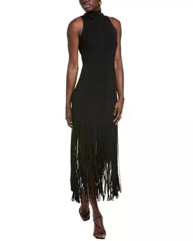 Платье Toccin Leslie с воротником-стойкой и бахромой, черный