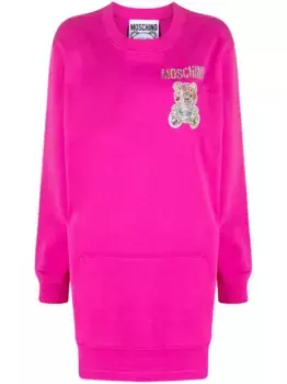 Платье-толстовка с декором Teddy Bear Moschino, розовый